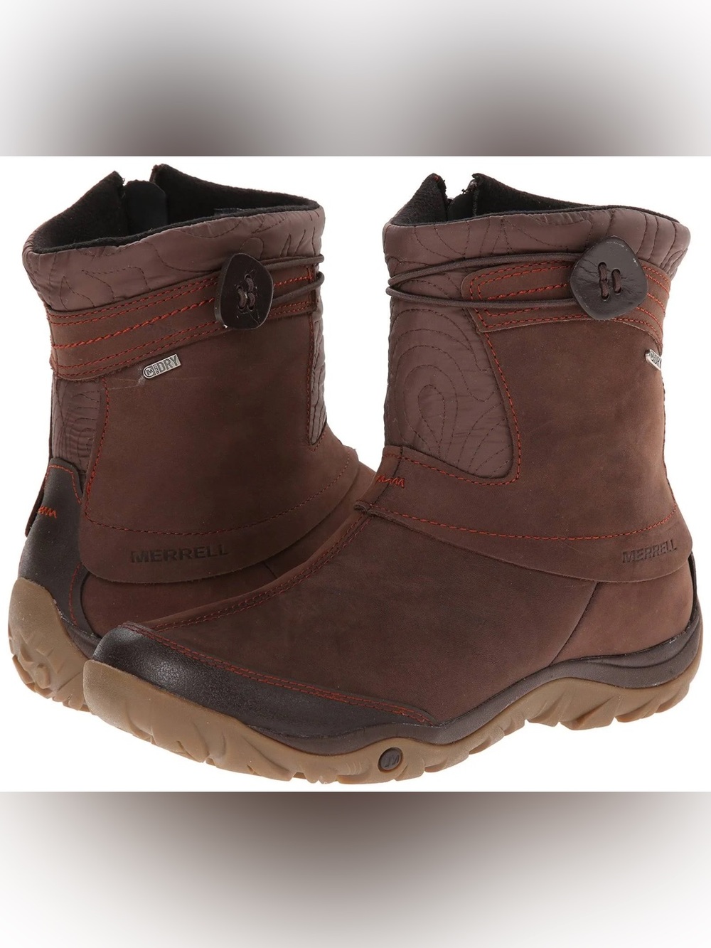 Merrell Dewbrook Apex Zip On Womens Waterproof Espresso Brown Winter Boot 10.5